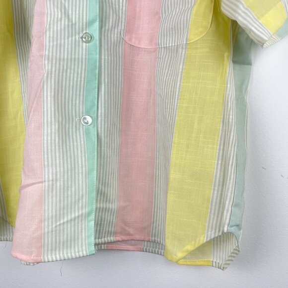Lillian Lawrence Pink | Blue | Tan Stripe Blouse Sz Medium - Picture 2 of 5